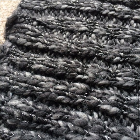Grey & Black Sparkle Metallic Circle Neck Scarf - Picture 5 of 6